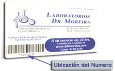 Tarjeta Cliente Frecuente - Laboratorios Dr. Moreira